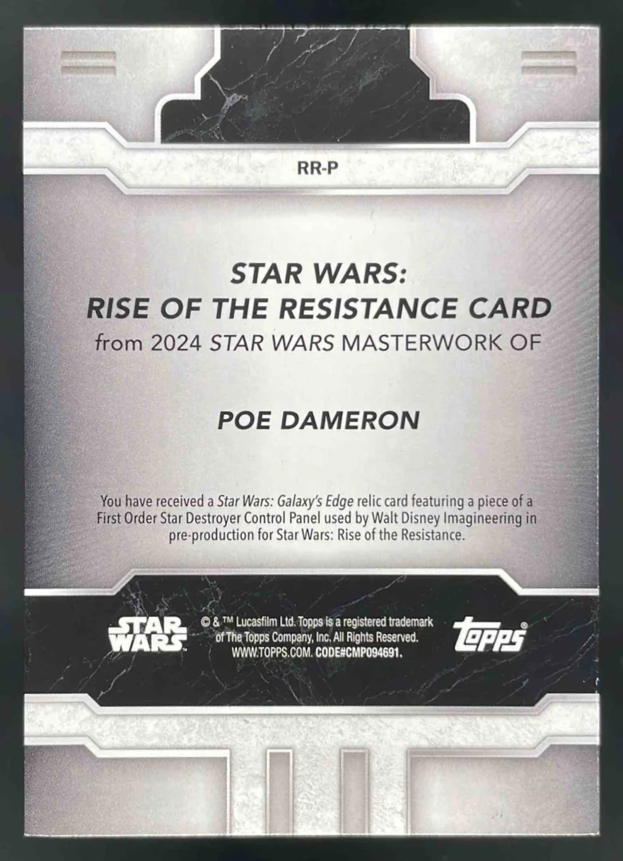 2024 Topps Star Wars Masterwork Rise of the Resistance Relics #RR-P Poe Dameron - Image 2