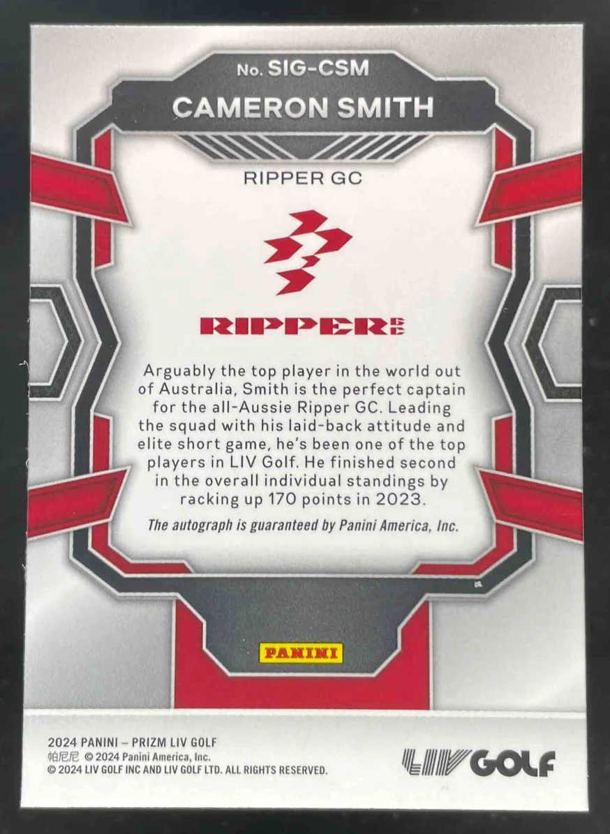 2024 Panini Prizm LIV Signatures #SIG-CSM Cameron Smith Auto - Image 2