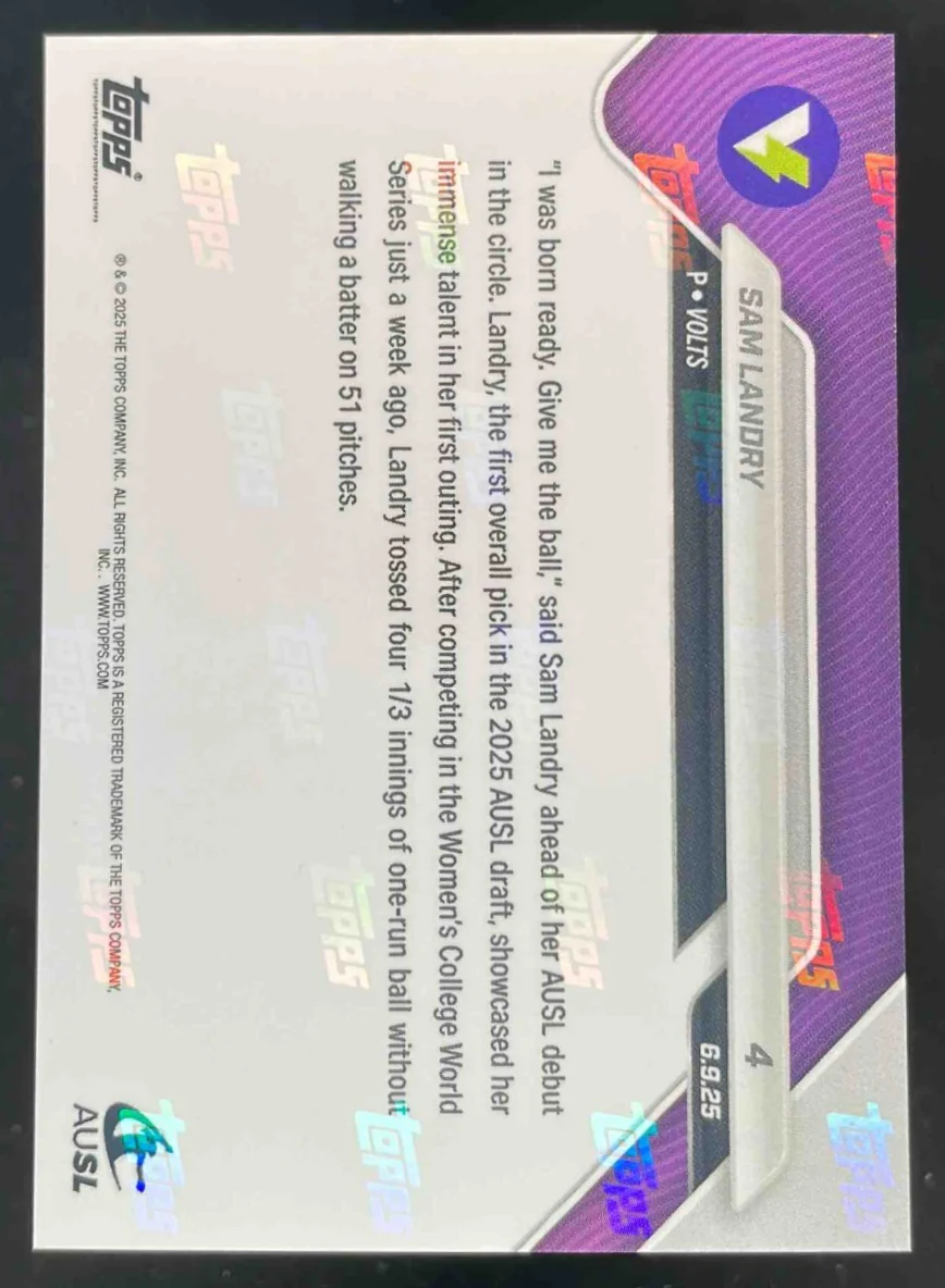 2025 Topps Now #4 Sam Landry RC Rookie - Image 2