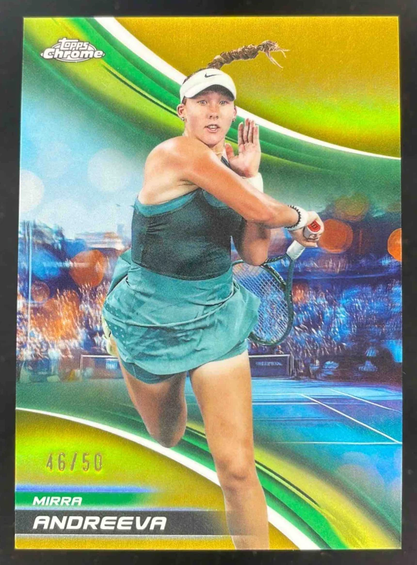 2025 Topps Chrome Gold Refractor #27 Mirra Andreeva /50
