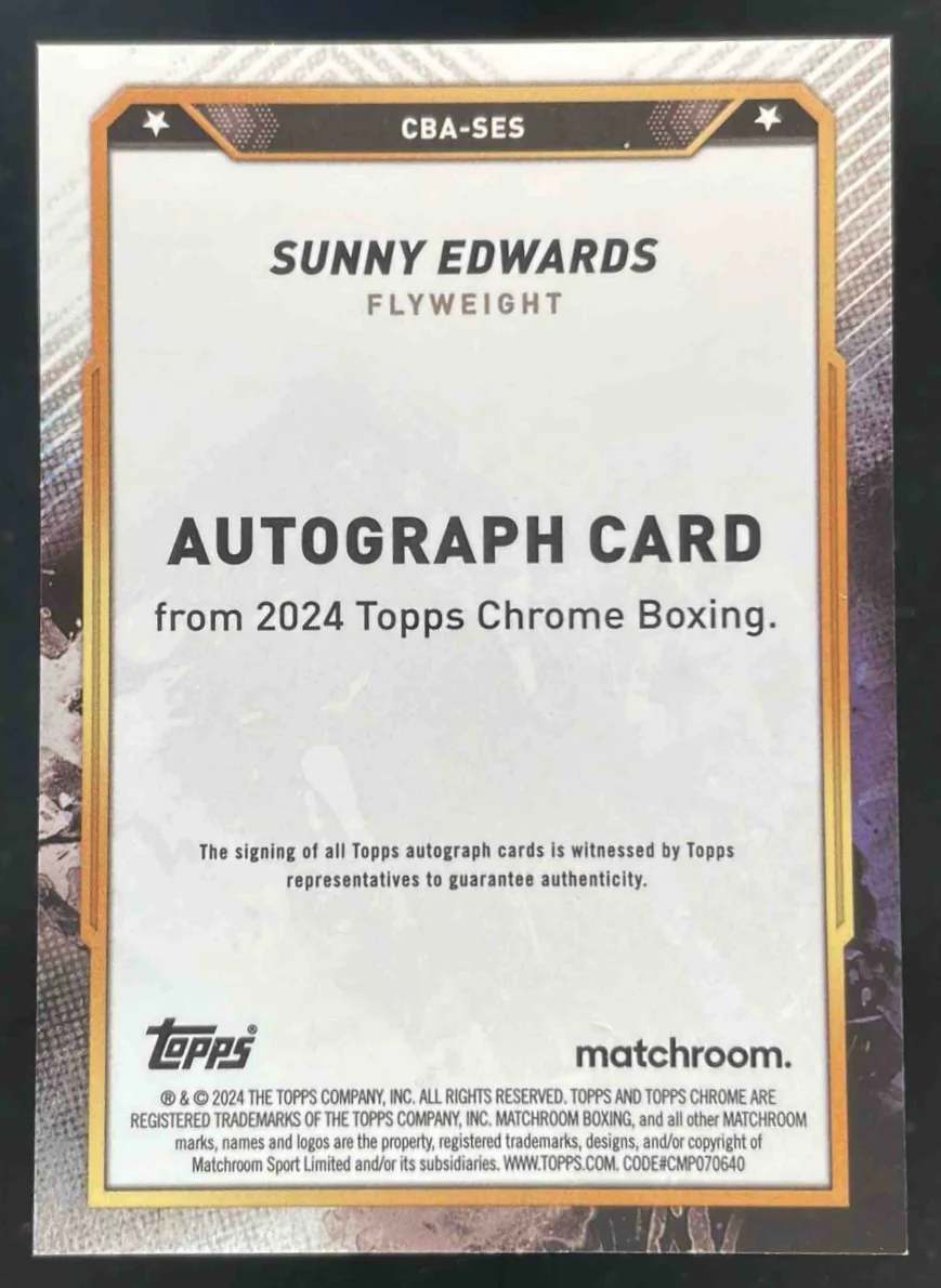 2024 Topps Chrome Chrome Orange #CBA-SES Sunny Edwards Auto /25 - Image 2