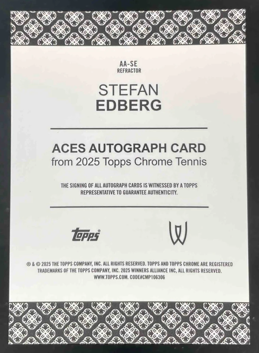 2025 Topps Chrome Aces Autographs Refractor #AA-SE Stefan Edberg Auto /99 - Image 2