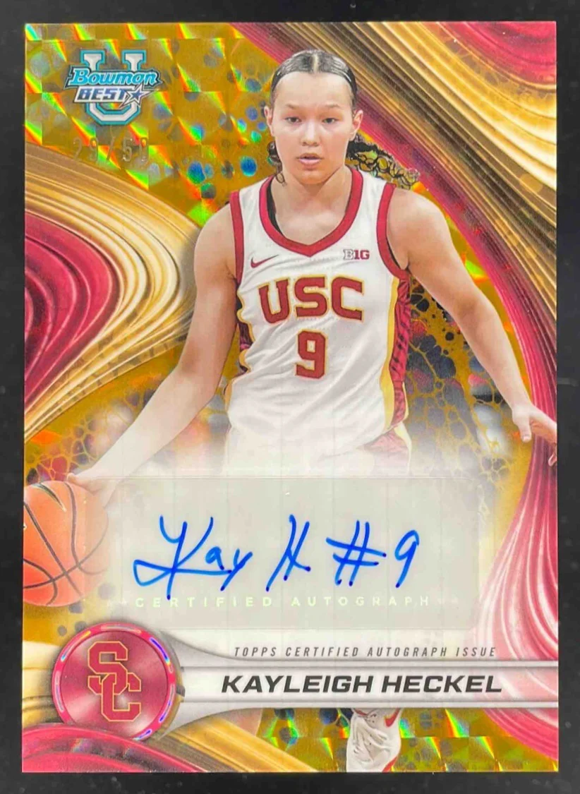 2024 Bowman's Best University Best 2024 Gold Geometric Kayleigh Heckel Auto /50
