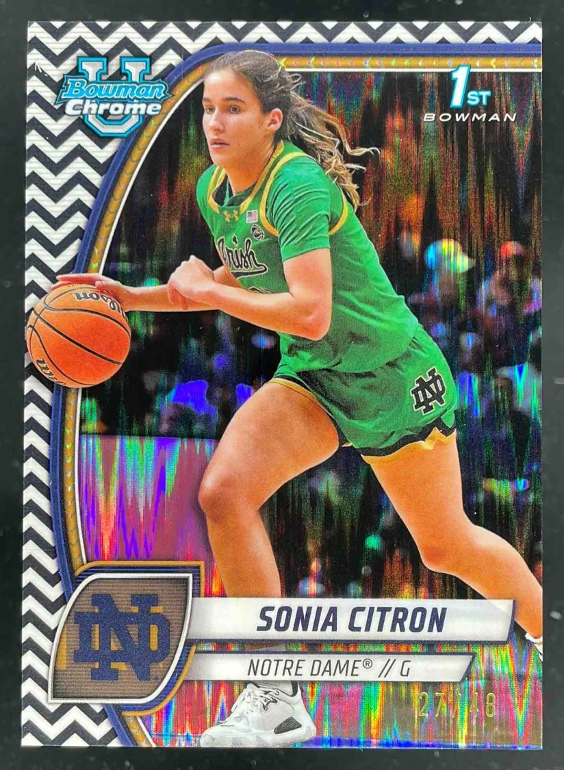 2024-25 Bowman University Chrome Black and White Stealth #64 Sonia Citron /48