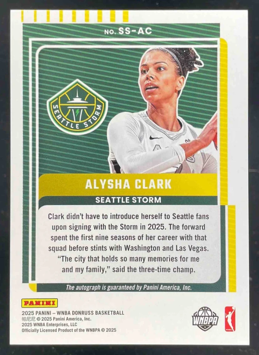 2025 Panini Donruss WNBA Signature Series #SS-AC Alysha Clark Auto - Image 2