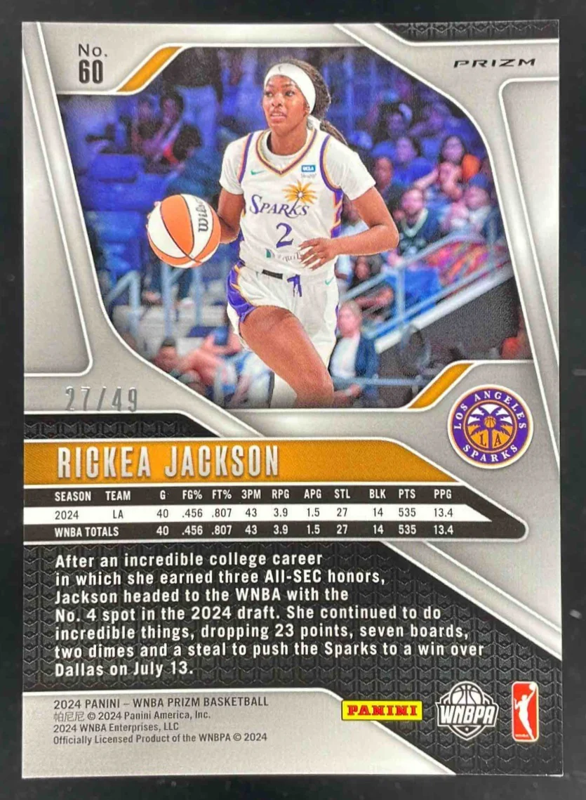 2024 Panini WNBA Prizm Teal Prizm #60 Rickea Jackson RC /49 - Image 2
