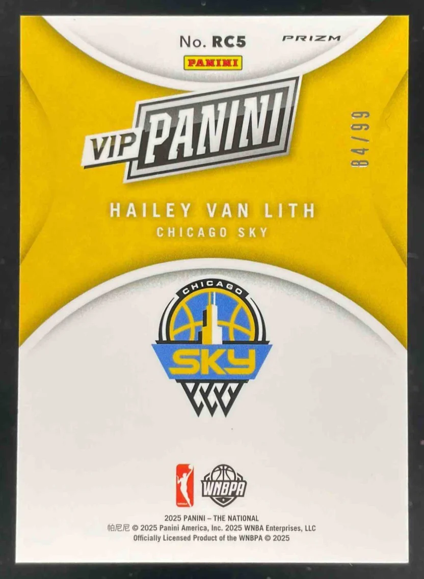 2025 NSCC VIP Gold Packs Gold VIP Red Sparkle #RC5 Hailey Van Lith Rookie /99 - Image 2