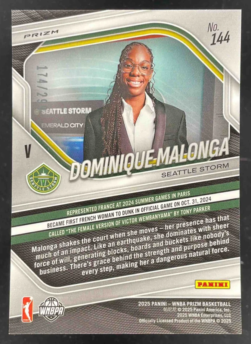 2025 Panini WNBA Prizm Red Prizm #144 Dominique Malonga /299 - Image 2