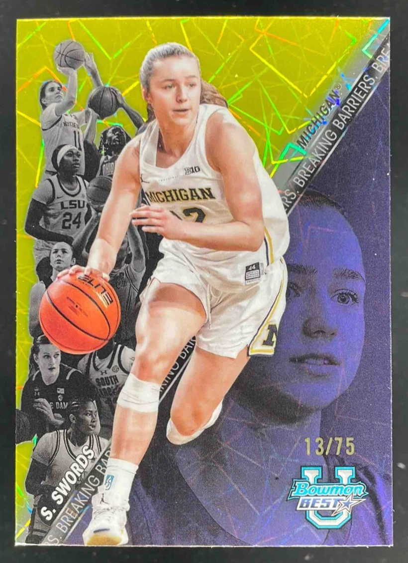 2024-25 Bowman's Best University Breaking Barriers Yellow Lazer Syla Swords /75
