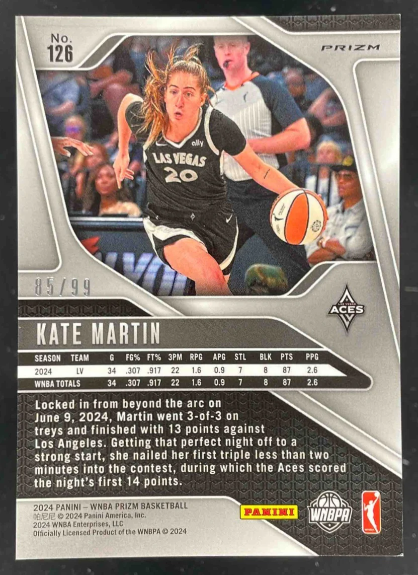 2024 Panini WNBA Prizm Orange Prizm #126 Kate Martin RC /99 - Image 2