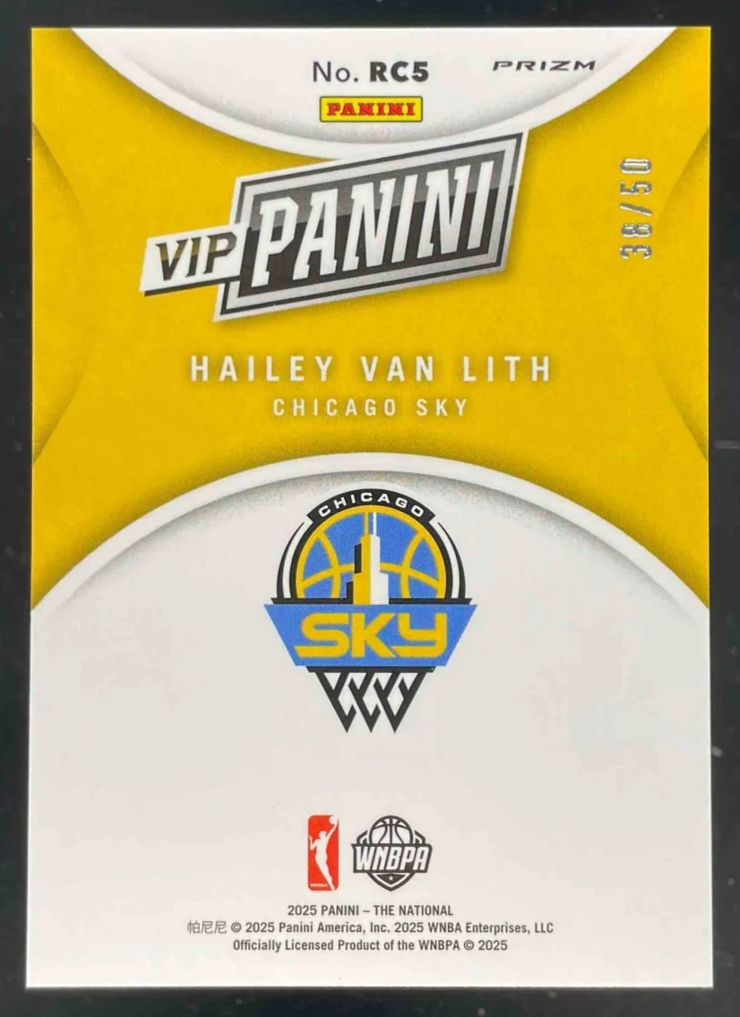 2025 NSCC VIP Gold Packs Gold VIP Purple Sparkle #RC5 Hailey Van Lith Rookie /50 - Image 2