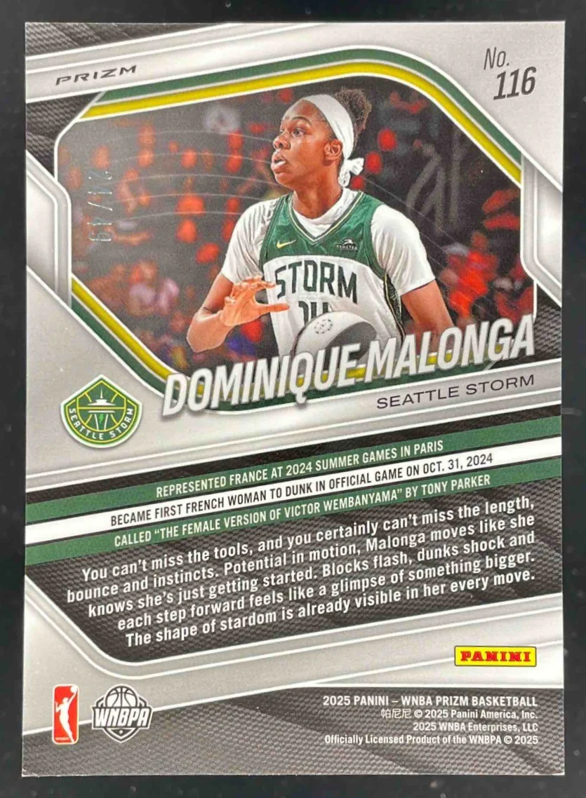 2025 Panini WNBA Prizm Teal Prizm #116 Dominique Malonga /49 - Image 2