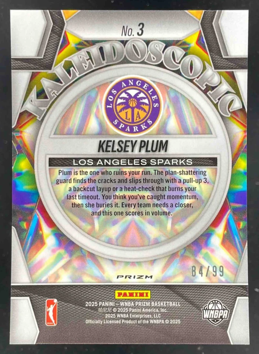 2025 Panini WNBA Prizm Kaleidoscopic Red Prizm #3 Kelsey Plum /99 - Image 2