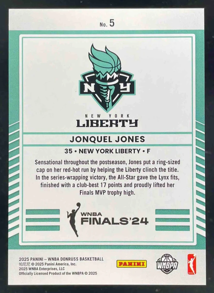 2025 Donruss WNBA Road To The Finals WNBA Championship #5 Jonquel Jones /99 - Image 2