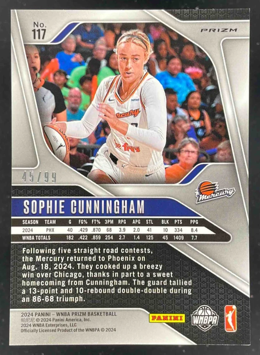 2024 Panini WNBA Prizm Orange Prizm #117 Sophie Cunningham /99 - Image 2