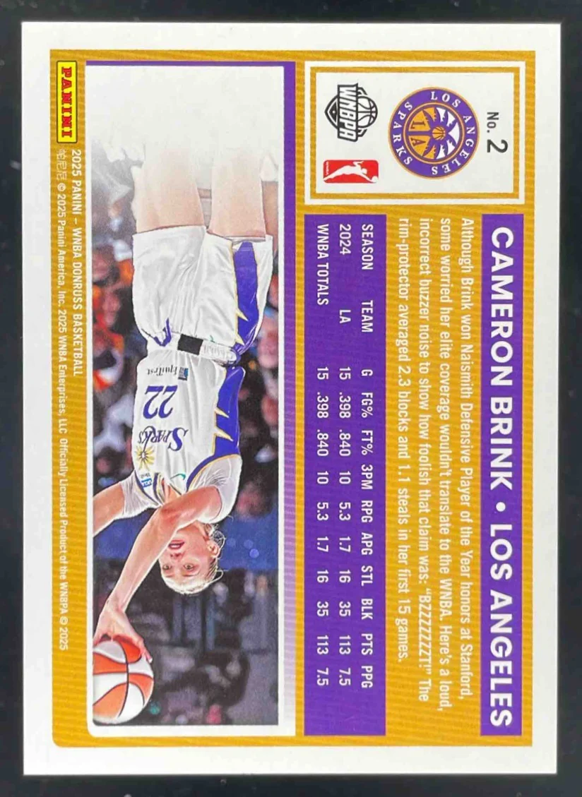 2025 Panini Donruss WNBA Teal Laser #2 Cameron Brink /125 - Image 2