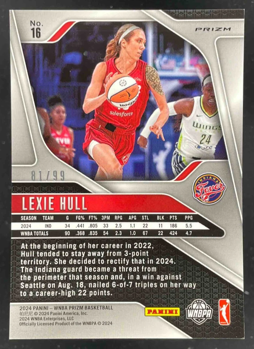 2024 Panini WNBA Prizm Orange Prizm #16 Lexie Hull /99 - Image 2