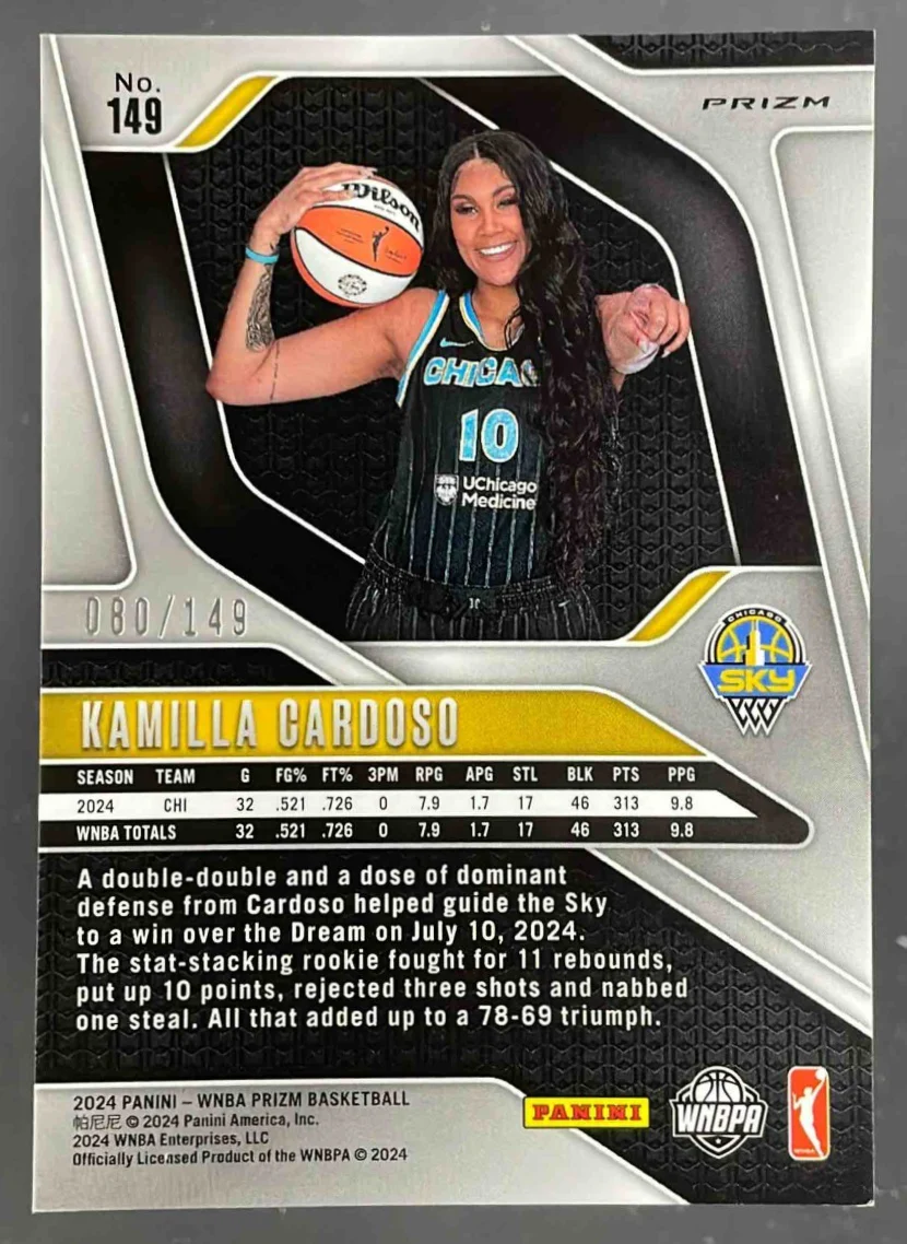 2024 Panini WNBA Prizm Purple Prizm #149 Kamilla Cardoso /149 - Image 2