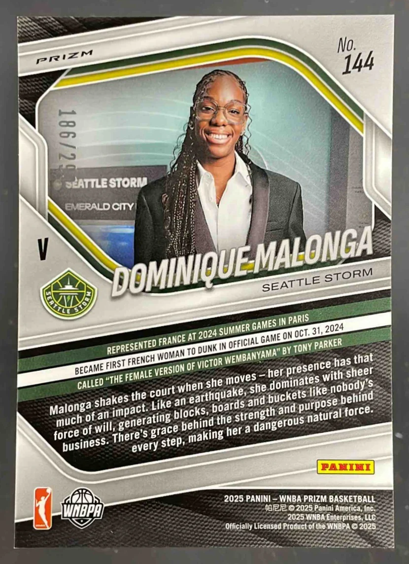 2025 Panini WNBA Prizm Red Prizm #144 Dominique Malonga /299 - Image 2