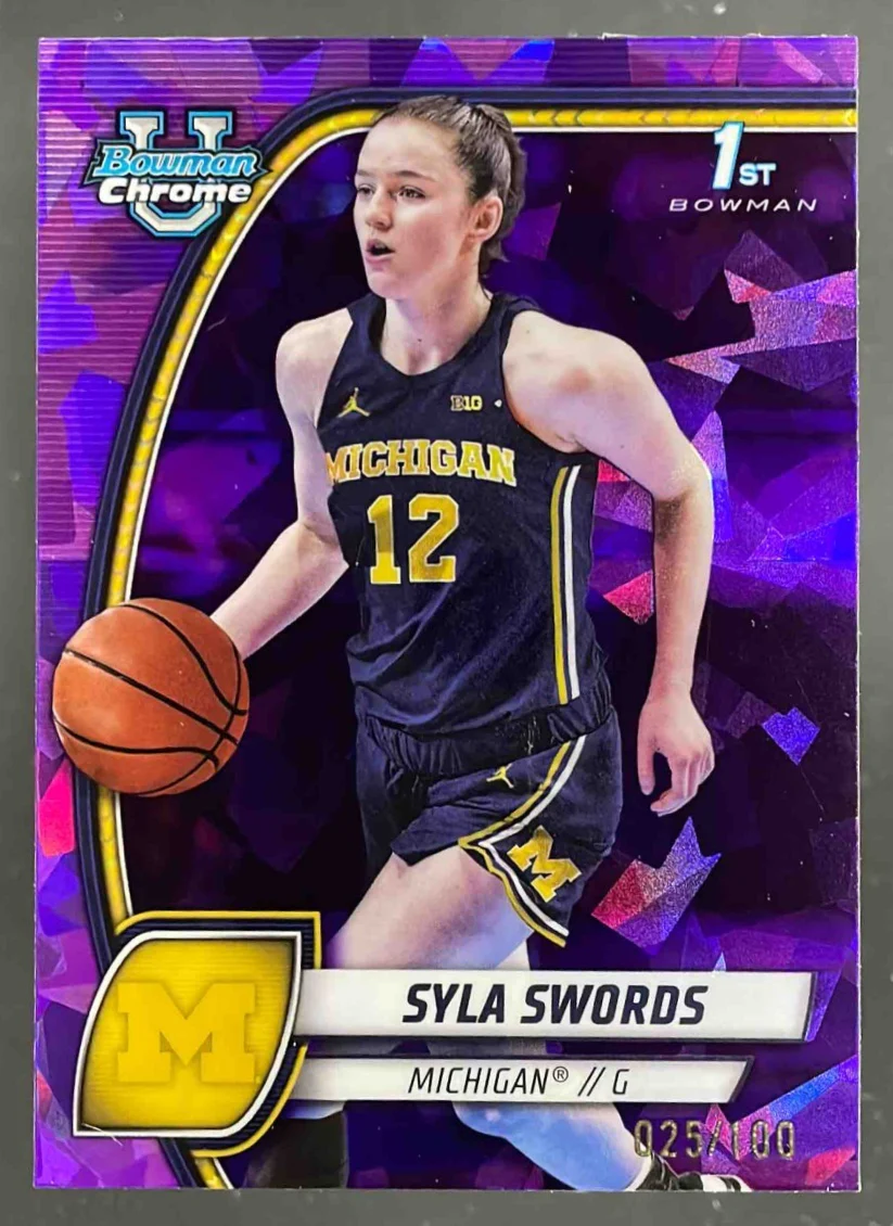 2024-25 Bowman University Chrome Sapphire Purple Refractor #65 Syla Swords /100
