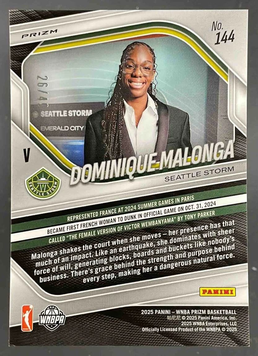 2025 Panini WNBA Prizm Teal Prizm #144 Dominique Malonga /49 - Image 2