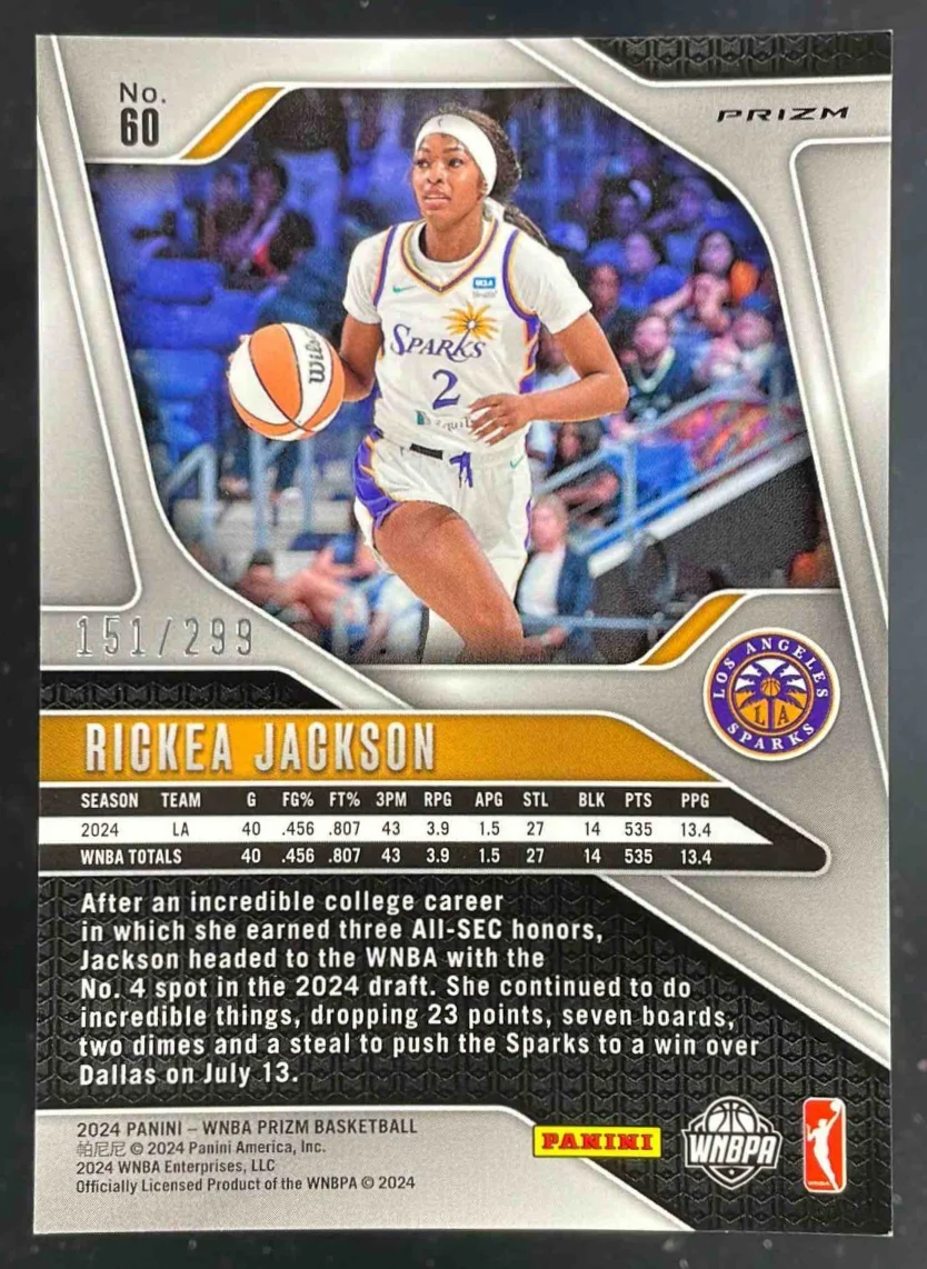 2024 Panini WNBA Prizm Red Prizm #60 Rickea Jackson RC /299 - Image 2