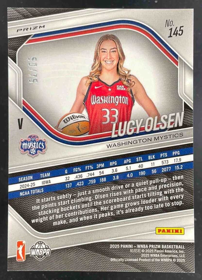 2025 Panini WNBA Prizm Red Power Prizm #145 Lucy Olsen /75 - Image 2