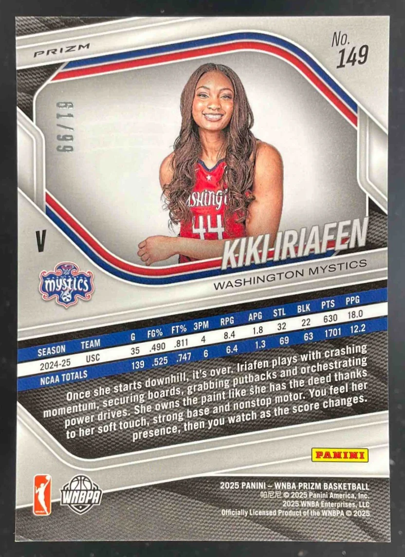 2025 Panini WNBA Prizm Orange Prizm #149 Kiki Iriafen /99 - Image 2