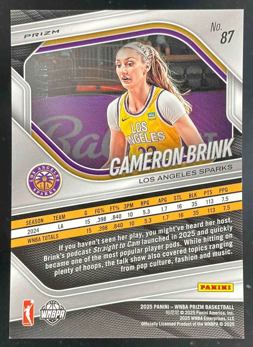 2025 Panini WNBA Prizm Red Power Prizm #87 Cameron Brink /75 - Image 2