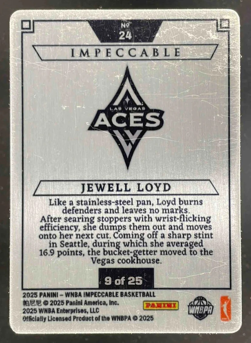 2025 Panini Impeccable WNBA Stainless Stars Orange #24 Jewell Loyd /25 - Image 2