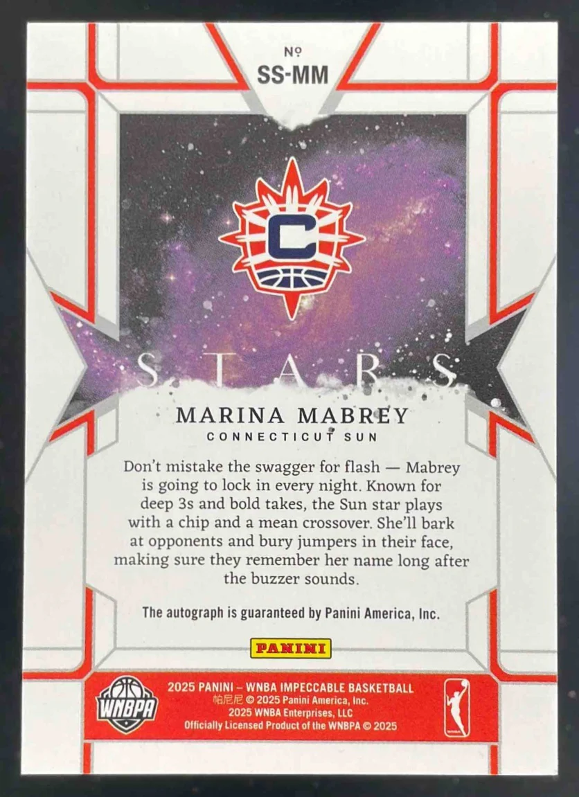 2025 Panini Impeccable WNBA Stars Signatures Gold #2 Marina Mabrey Auto /49 - Image 2
