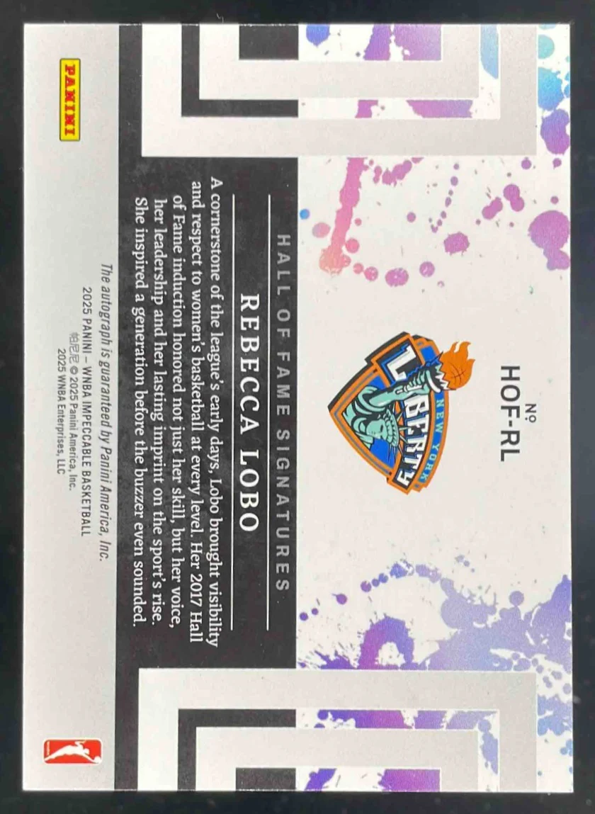 2025 Panini Impeccable WNBA Hall of Fame Signatures #3 Rebecca Lobo Auto /17 - Image 2