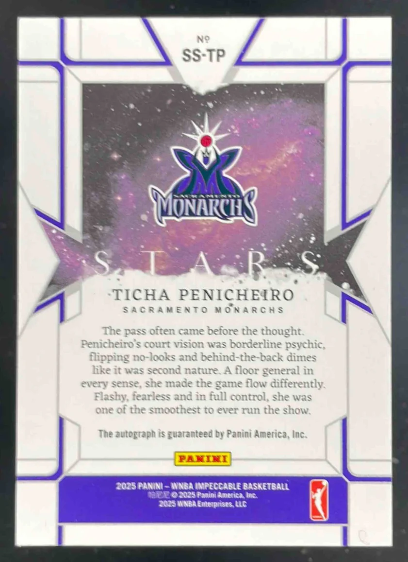 2025 Impeccable WNBA Stars Holo Silver #9 Ticha Penicheiro Auto /25 - Image 2