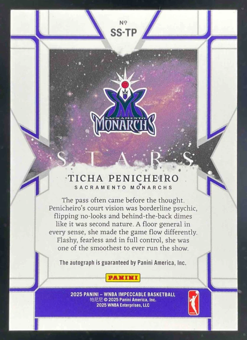 2025 Impeccable WNBA Stars Holo Silver #9 Ticha Penicheiro Auto /25 - Image 2