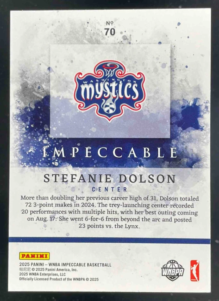 2025 Panini Impeccable WNBA Holo Silver #70 Stefanie Dolson /15 - Image 2