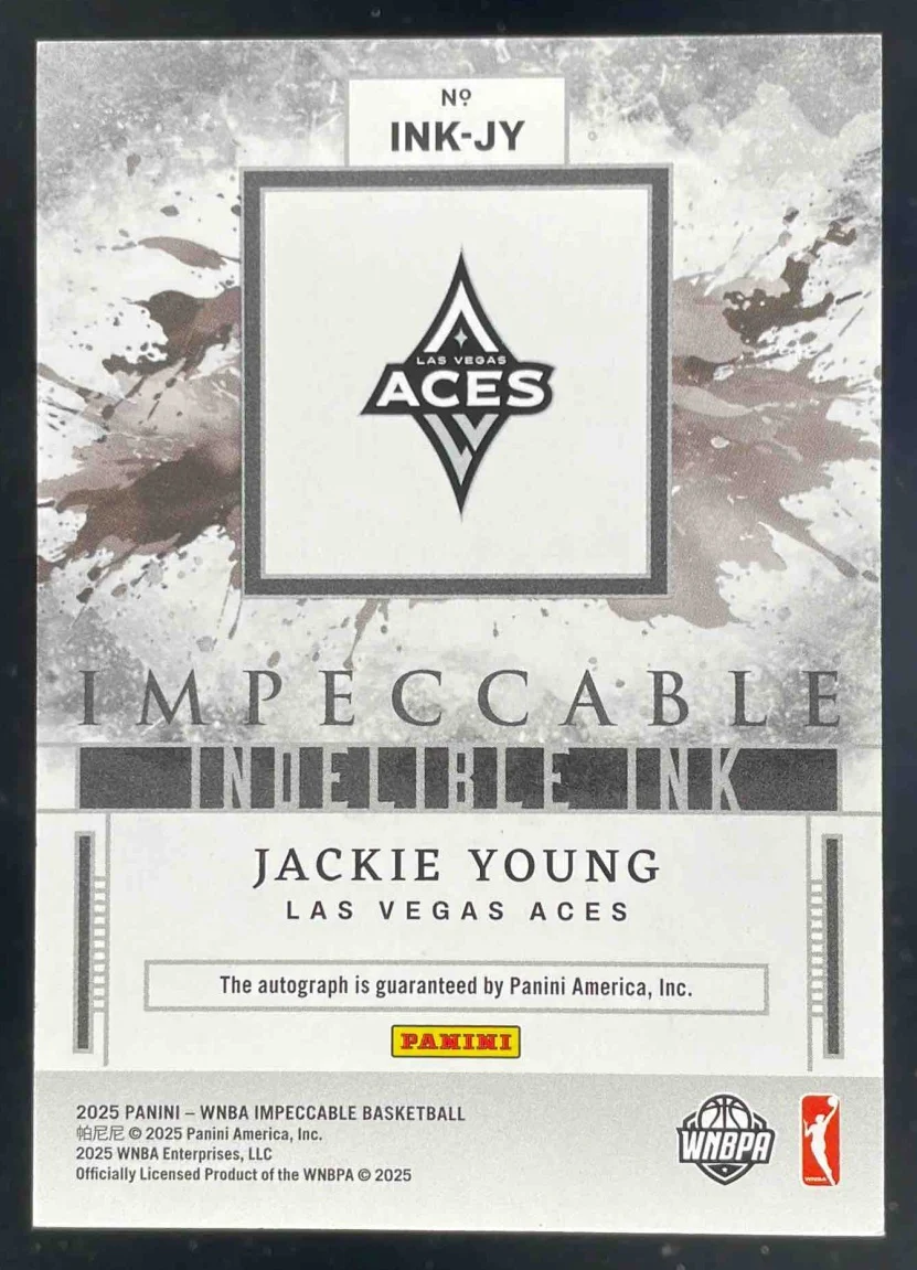 2025 Impeccable WNBA Indelible Ink Gold #18 Jackie Young Auto /49 - Image 2