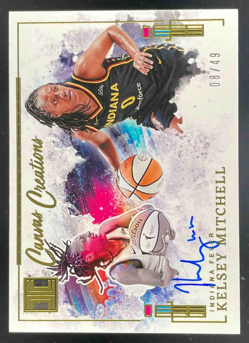2025 Panini Impeccable WNBA Canvas Creations Gold #24 Kelsey Mitchell Auto /49