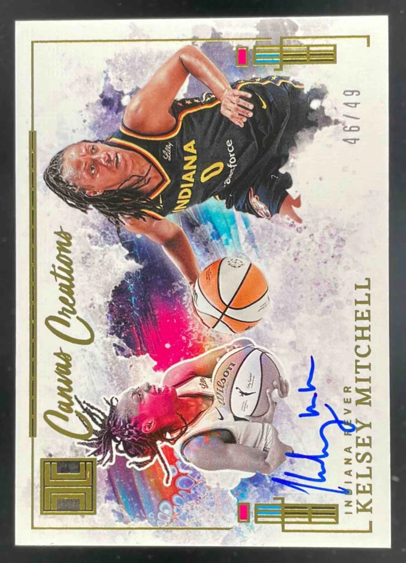 2025 Panini Impeccable WNBA Canvas Creations Gold #24 Kelsey Mitchell Auto /49