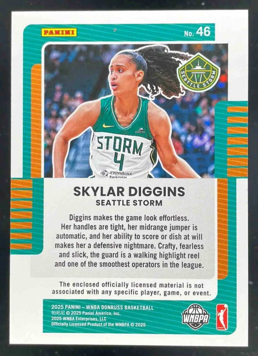 2025 Panini Donruss WNBA Jersey Series Green #46 Skylar Diggins /30 - Image 2