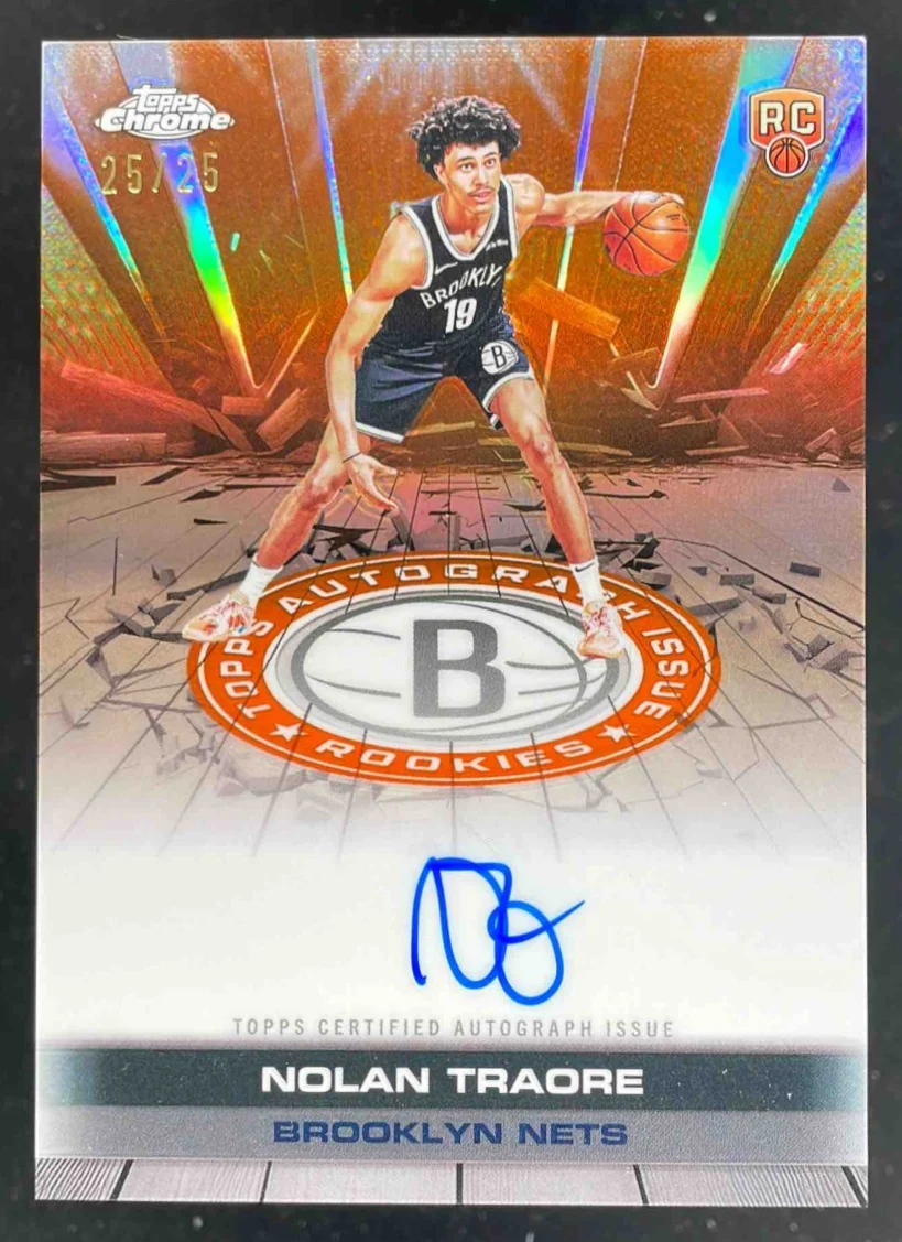 2025-26 Topps Chrome Certified Issue Rookies Orange Nolan Traore RC Auto /25