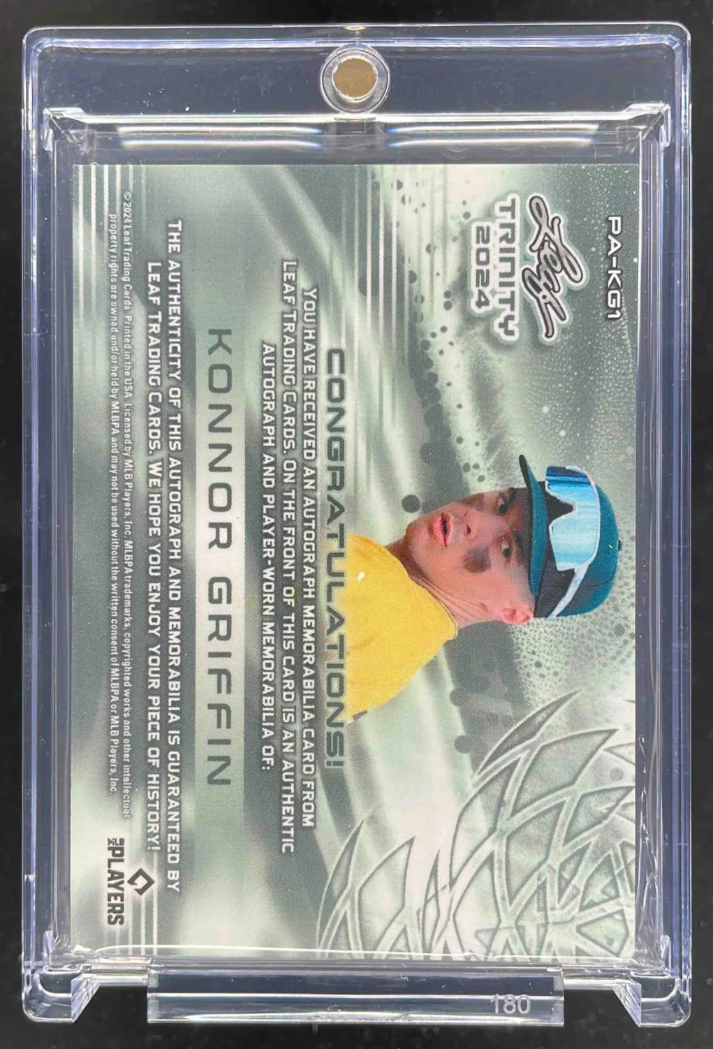 2024 Leaf Trinity Patch Black #PA-KG1 Konnor Griffin Auto /7 - Image 2