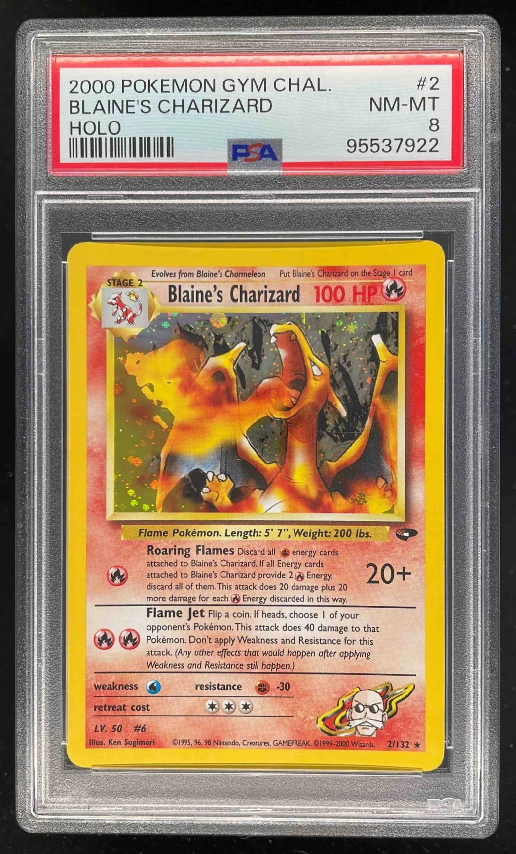 2000 Pokemon Gym Challenge #2/132 Blaine's Charizard Holo PSA 8