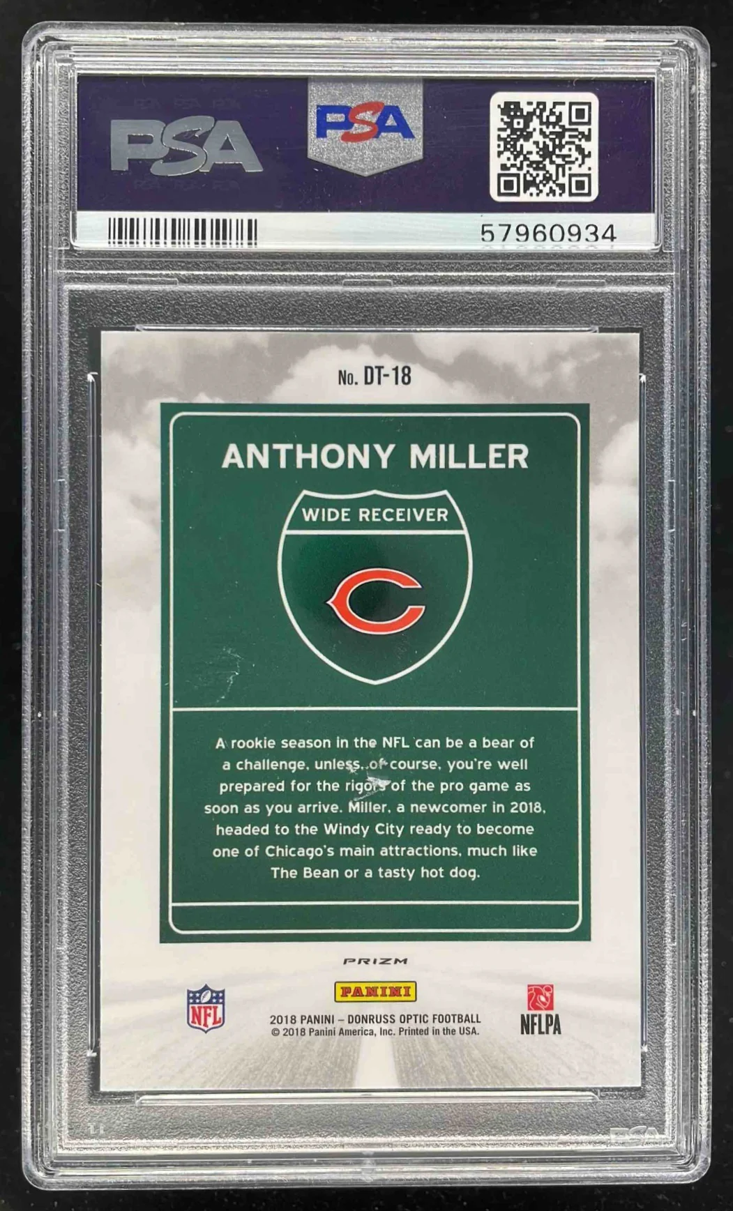 2018 Panini Donruss Optic Downtown SSP #DT-18 Anthony Miller RC PSA 10 - Image 2