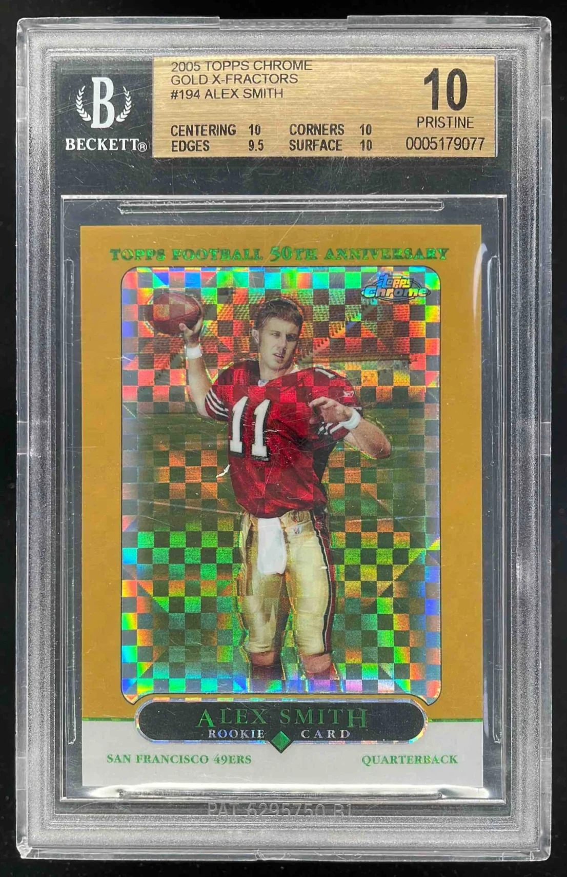 2005 Topps Chrome Gold Xfractors #194 Alex Smith RC /399 BGS 10