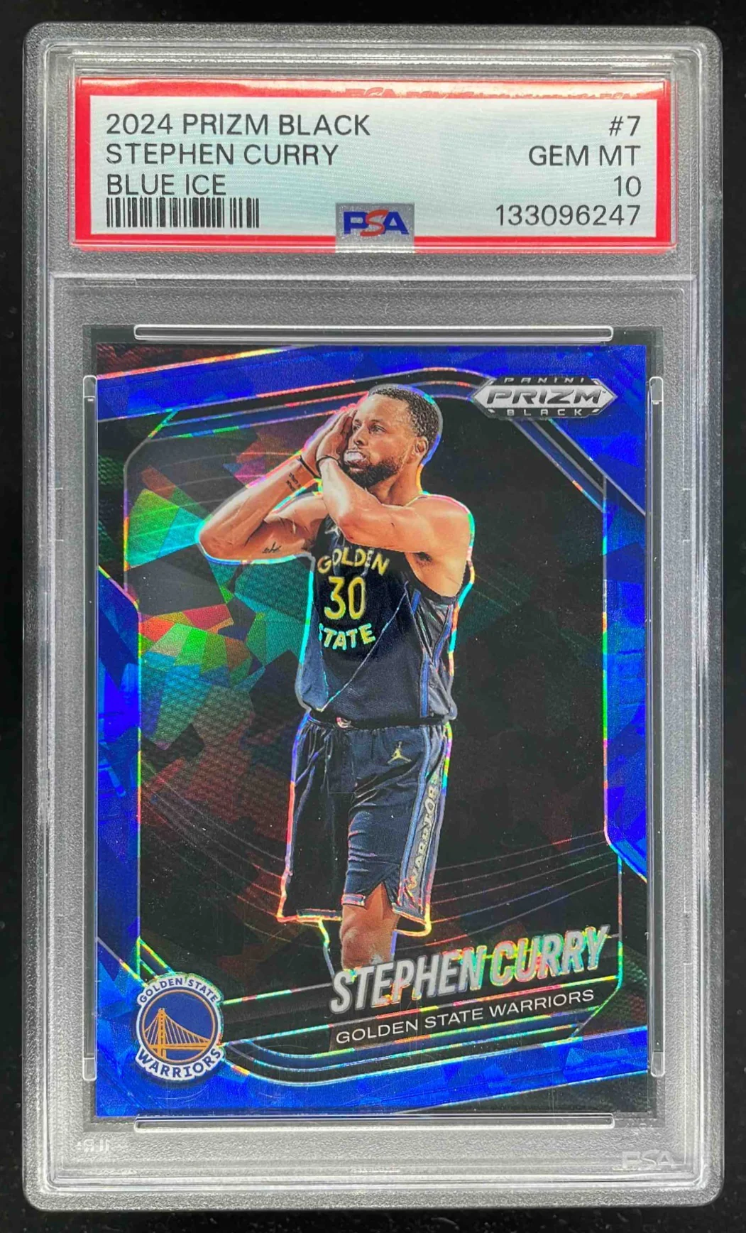 2024-25 Panini Prizm Black Blue Ice Prizms #7 Stephen Curry /125 PSA 10