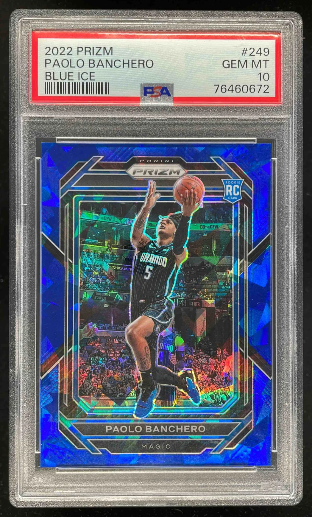 2022-23 Panini Prizm Prizms Blue Ice #249 Paolo Banchero RC /125 PSA 10