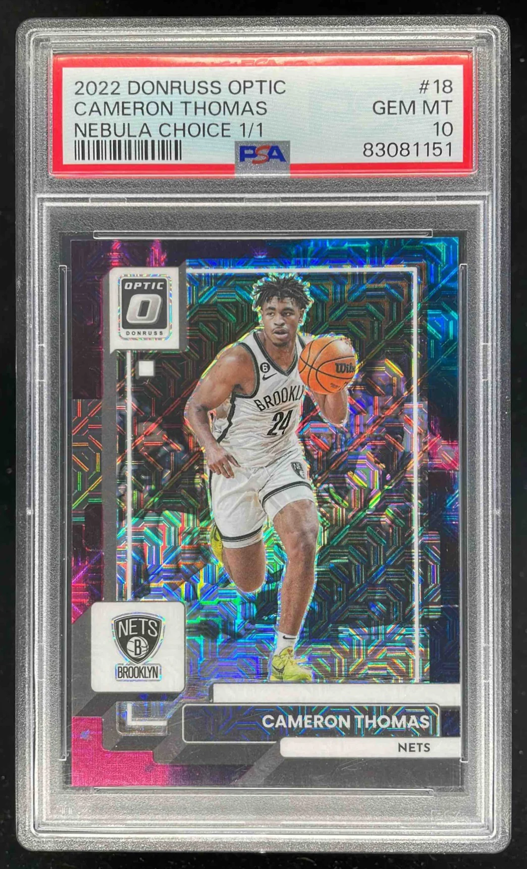 2022-23 Panini Donruss Optic Choice Nebula #18 Cameron Thomas 1/1 PSA 10