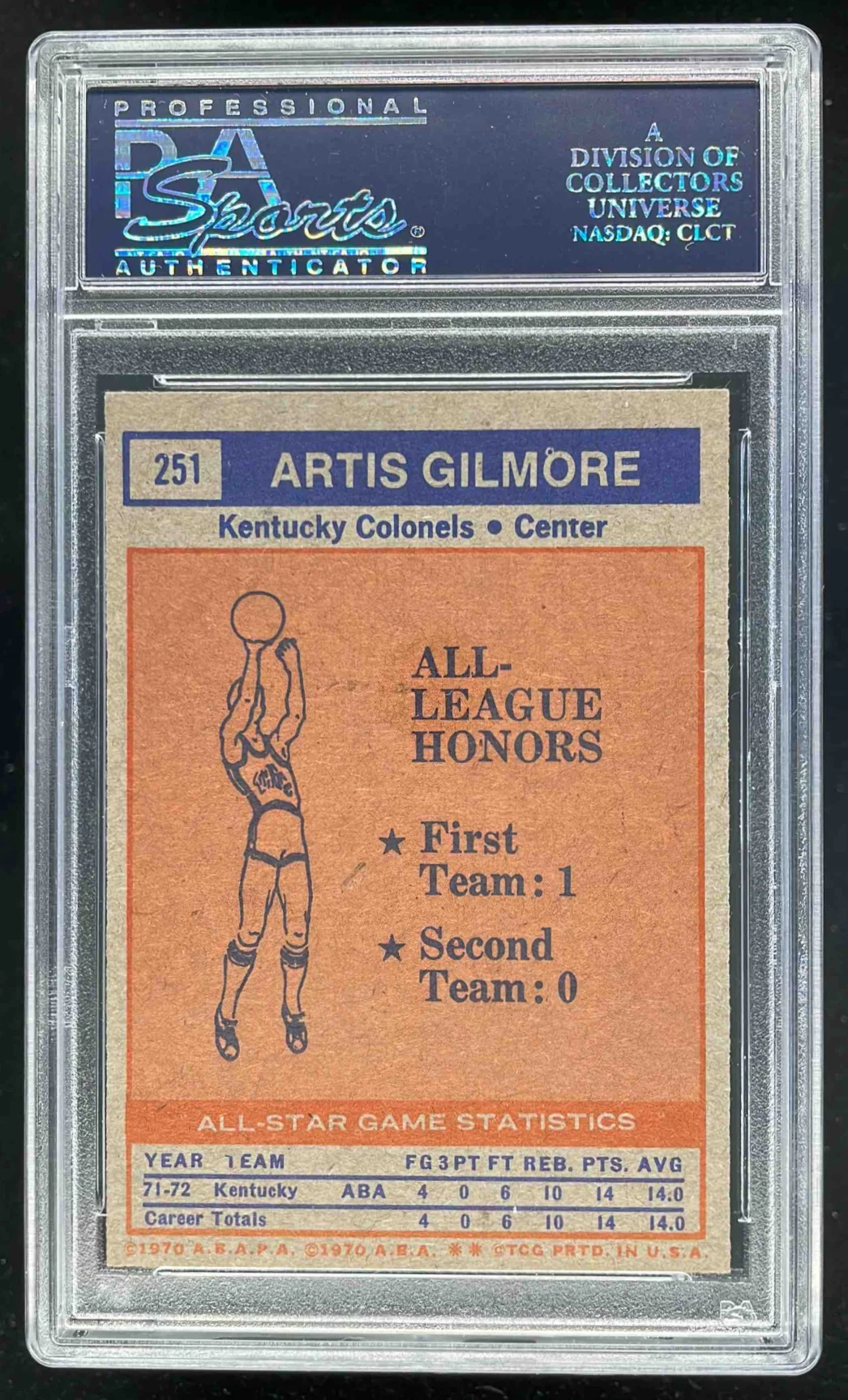 1972-73 Topps #251 Artis Gilmore RC All-Star PSA 9 - Image 2