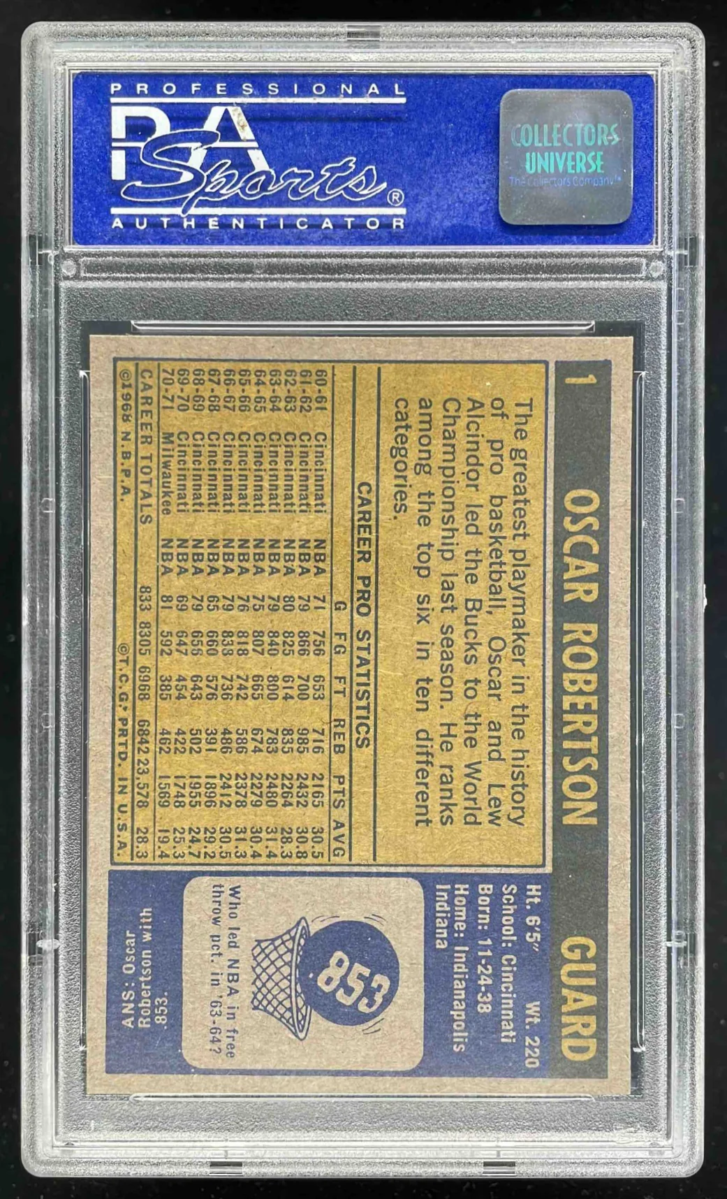 1971-72 Topps #1 Oscar Robertson PSA 8 - Image 2