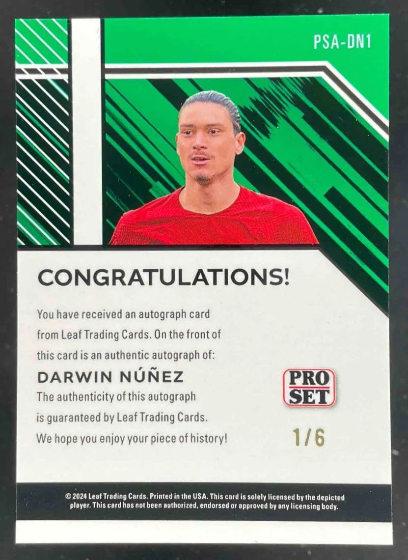 2024 Leaf Collective Pro Set Auto Green Shimmer #PSA-DN1 Darwin Nunez Auto /6 - Image 2